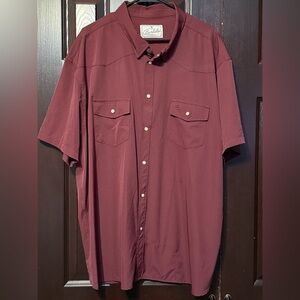 BURLEBO Men's Short-Sleeve Button-Down Shirt in Burgundy